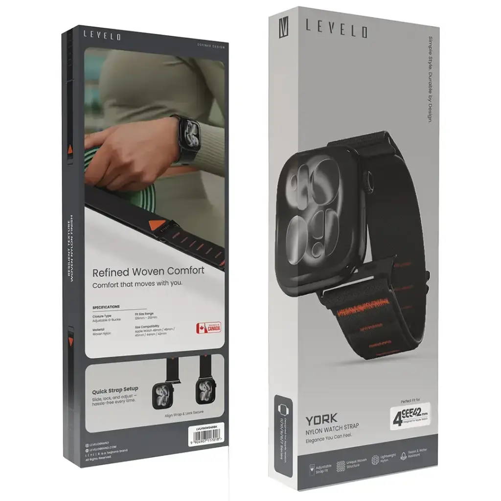 LEVELO YORK NYLON WATCH STARP BLACK LVLYRKWS49BK thumbnail 5