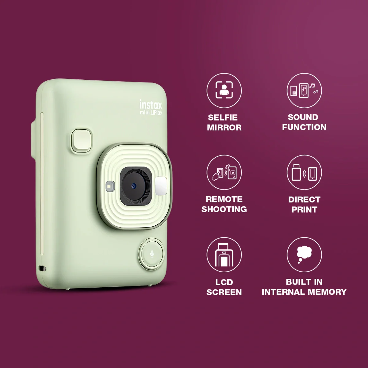 FUJIFILM INSTAX MINI LIPLAY HYBRID INSTANT CAMERA GREEN thumbnail 9