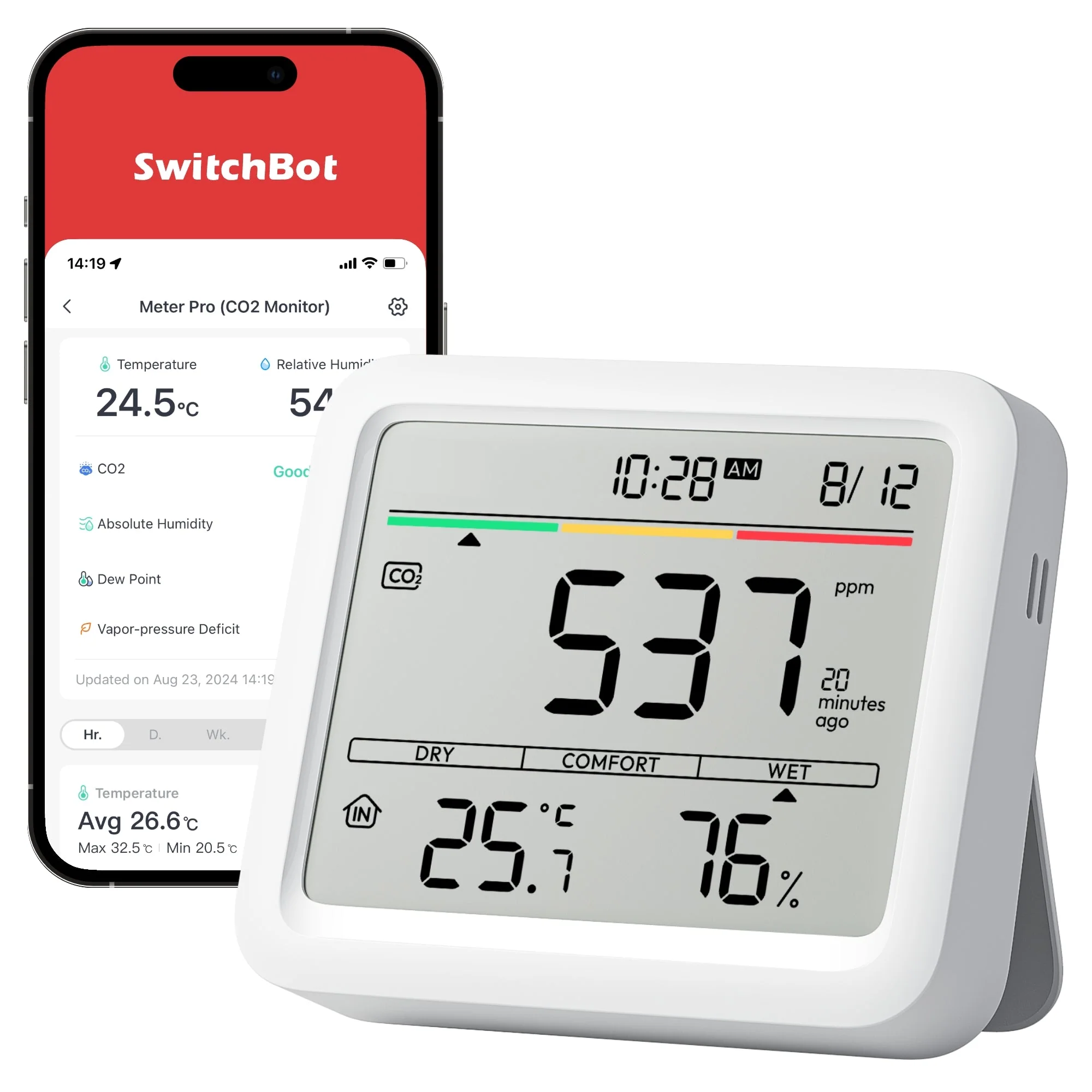 SWITCHBOT SMART MONITORING TEMPARATURE HUMIDITY METER PRO WHITE W4900000 thumbnail 25