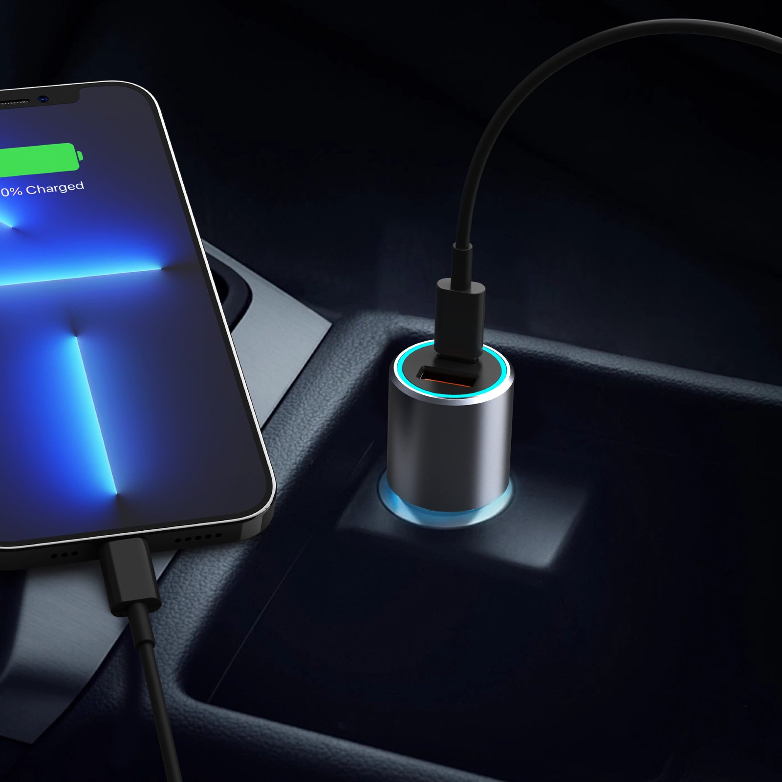 BLUPEBBLE NAVI POWER 53W WITH 1XUSB-C PD AND 1XUSB-A QC CAR CHARGER BP-CC053-SG thumbnail 10