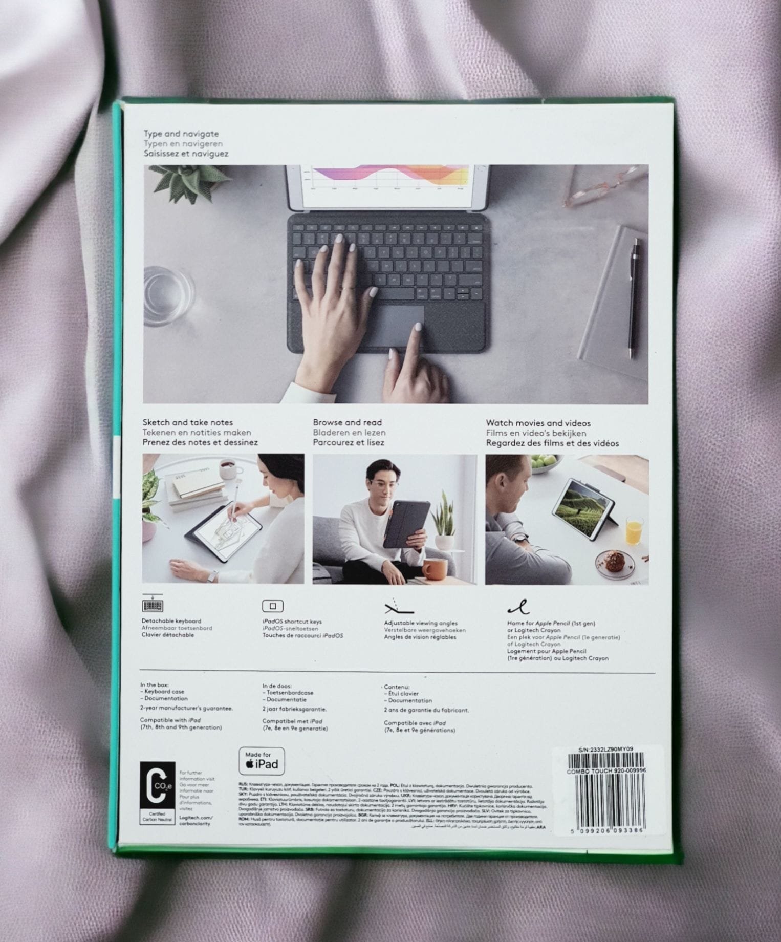 LOGITECH IPAD 7TH GENERATION 10.2 COMBO TOUCH KEYBOARD BLACK 920-009996 thumbnail 9