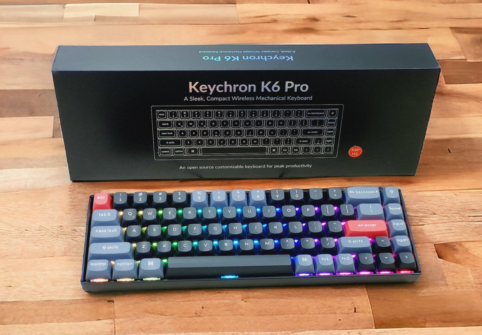 KEYCHRON K6 PRO WIRELESS MECHANICAL KEYBOARD BLACK SWAPPABLE RGB BACKLIGHT BROWN SWITCH BLACK K6P-H3 thumbnail 3