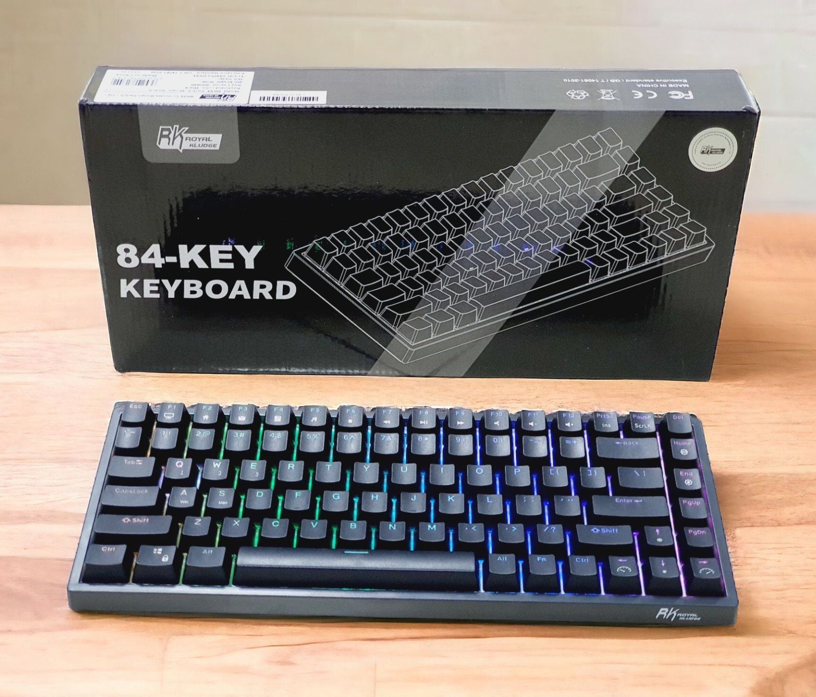 ROYAL KLUDGE GAMING KEYBOARD RGB TRI MODE HOT PLUG BROWN SWITCH BLACK RK84 thumbnail 9