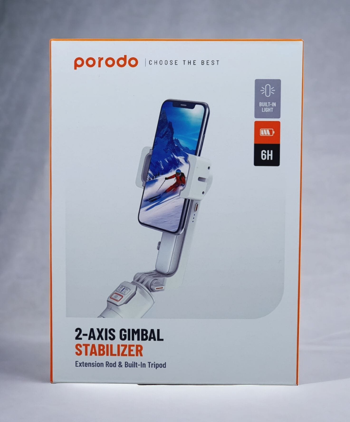 PORODO 2 AXIS GIMBAL STABILIZER EXTENSION ROD AND BUILT IN TRIPOD WHITE PD-ASGMRC-WH thumbnail 4