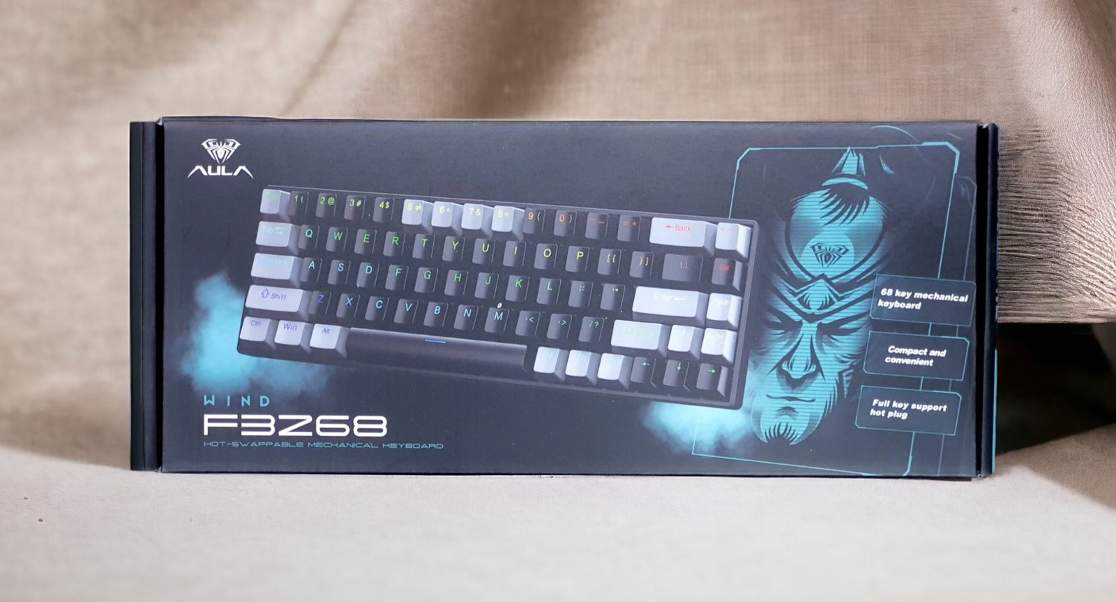 AULA Wind Hot-Swappable Mechanical Keyboard (Black/Gray, Red Switch, F3268) - Customizable Keys with Sleek Design thumbnail 3