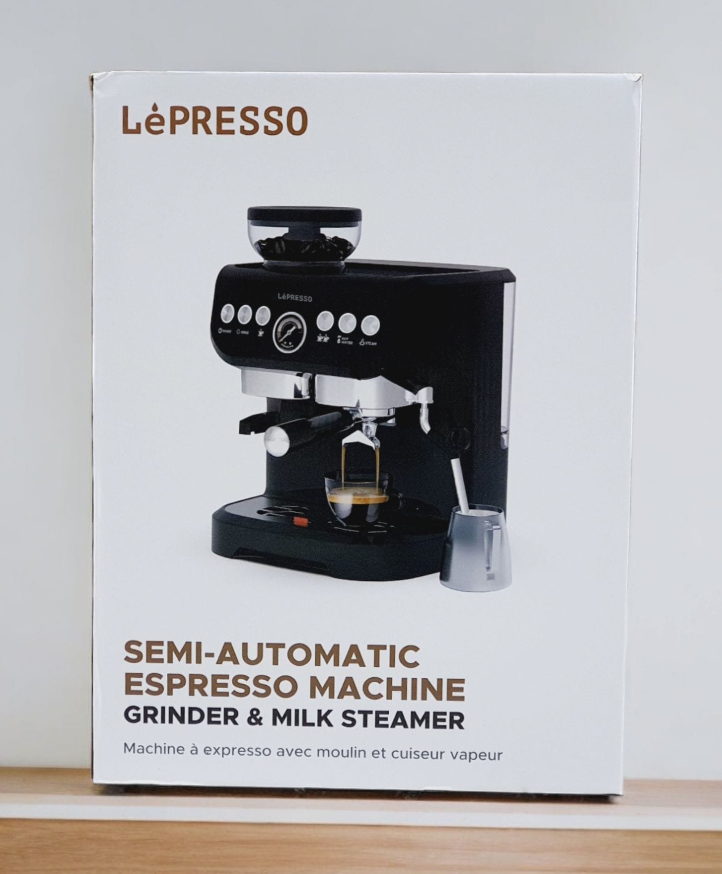 LEPRESSO SEMI AUTOMATIC ESPRESSO MACHINE WITH GRINDER & MILK STEAMER BLACK LECMBGBK thumbnail 3