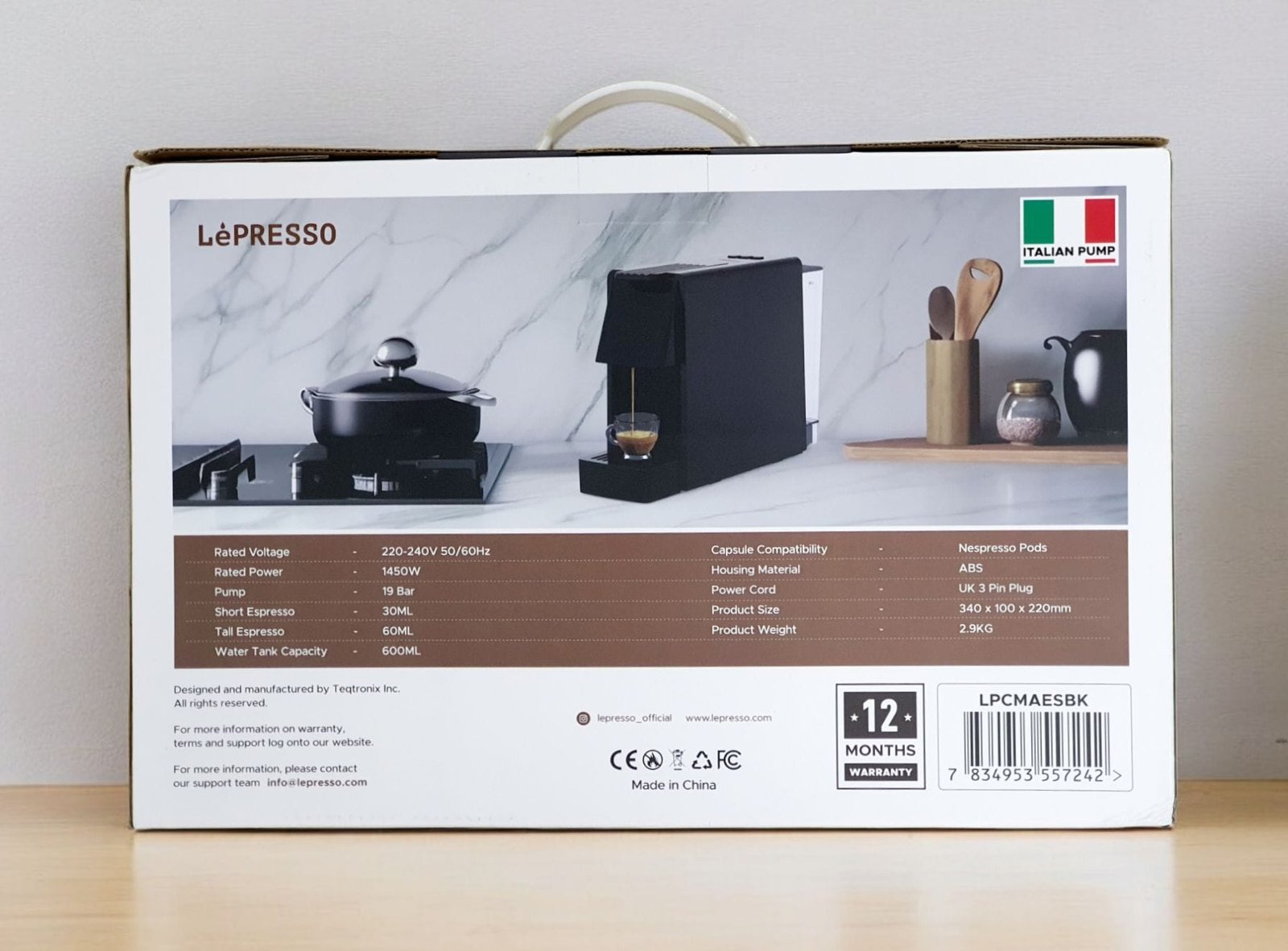 LEPRESSO CAPSULE COFFEE MAKER ITALIAN PUMP/FLOW METER BLACK LPCMAESBK thumbnail 11
