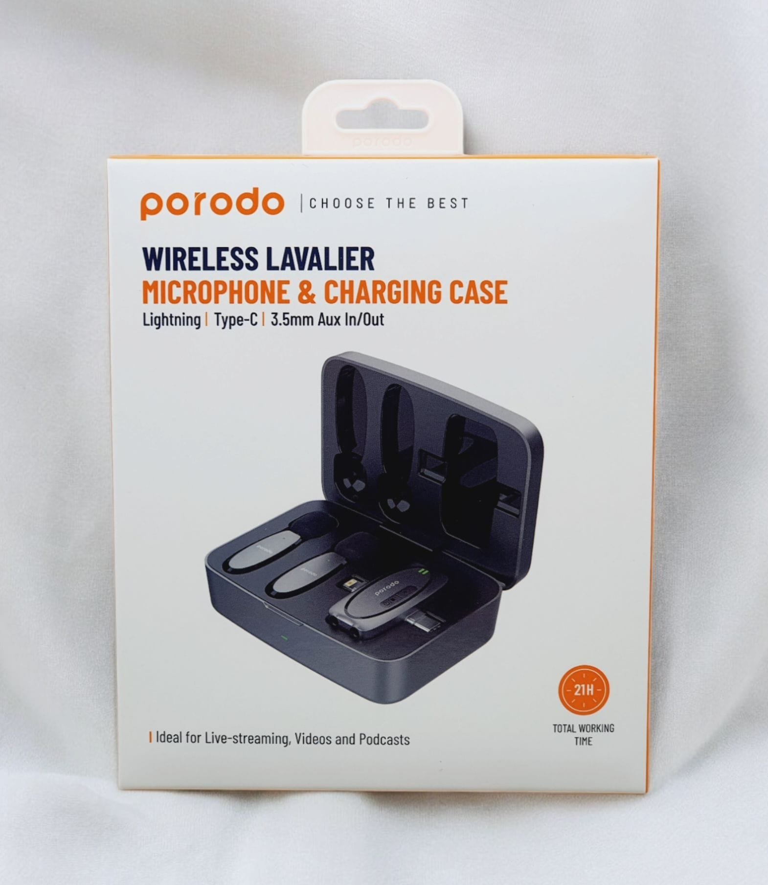 Porodo Wireless Lavalier Microphone & Charging Case - Black thumbnail 4