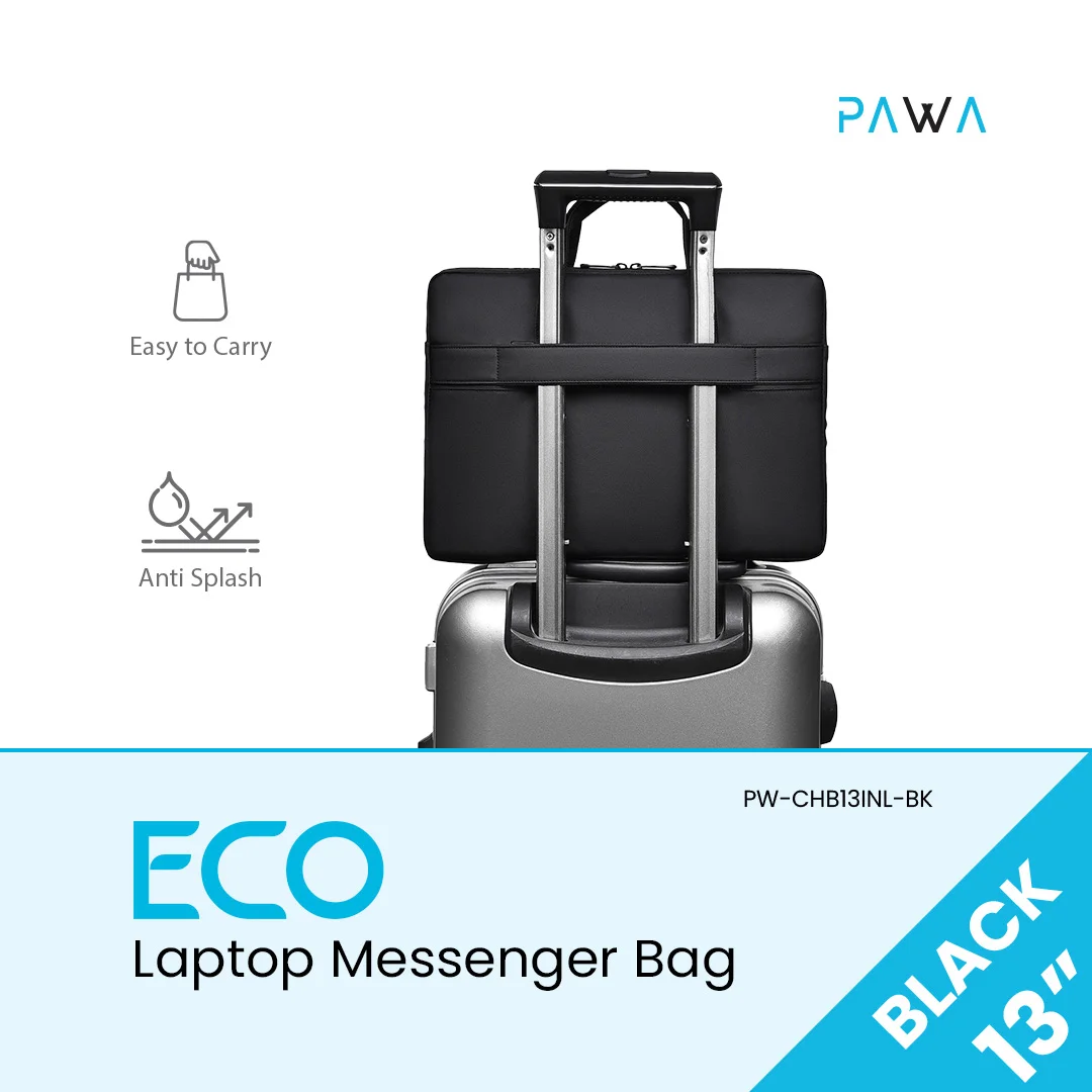 PAWA ECO LAPTOP MESSENGER BAG 13 INCH BLACK PW-CHB13INL-BK thumbnail 5