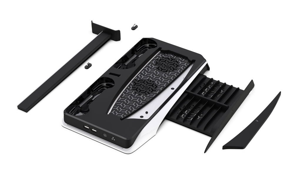 PORODO GAMING PS5 COOLING AND CHARGING HUB WITH BUILT IN SPEED TOUCH CONTROL BLACK WHITE PDX116 thumbnail 7
