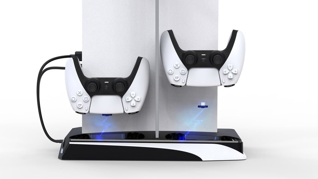 PORODO GAMING PS5 COOLING AND CHARGING HUB WITH BUILT IN SPEED TOUCH CONTROL BLACK WHITE PDX116 thumbnail 6