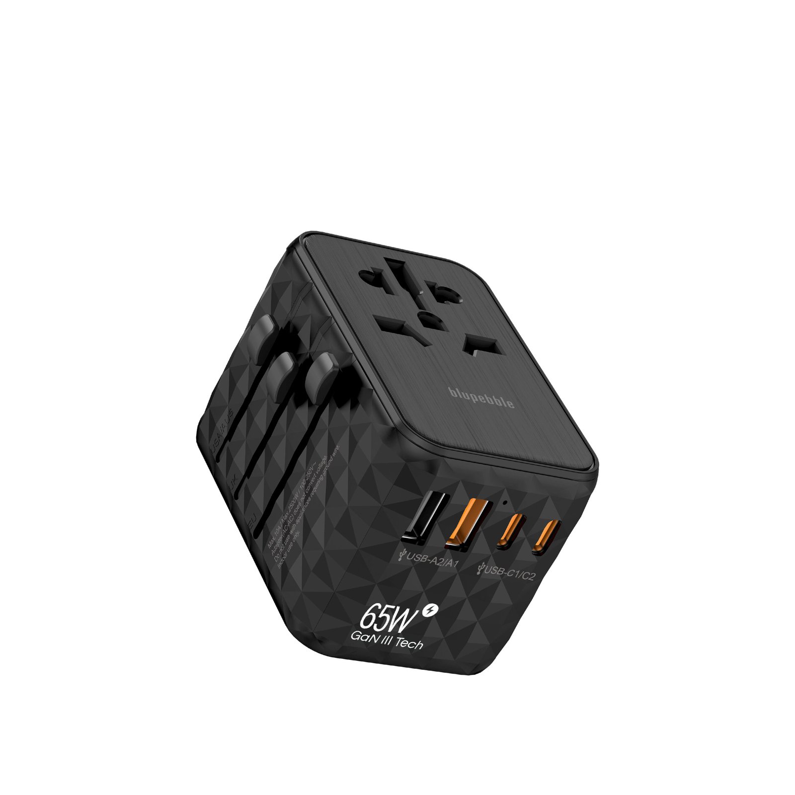 BLUPEBBLE PASSPORT 2.1 WORLD TRAVEL ADAPTER WITH PD 65W + 2 USB-C + 2USB-A thumbnail 3