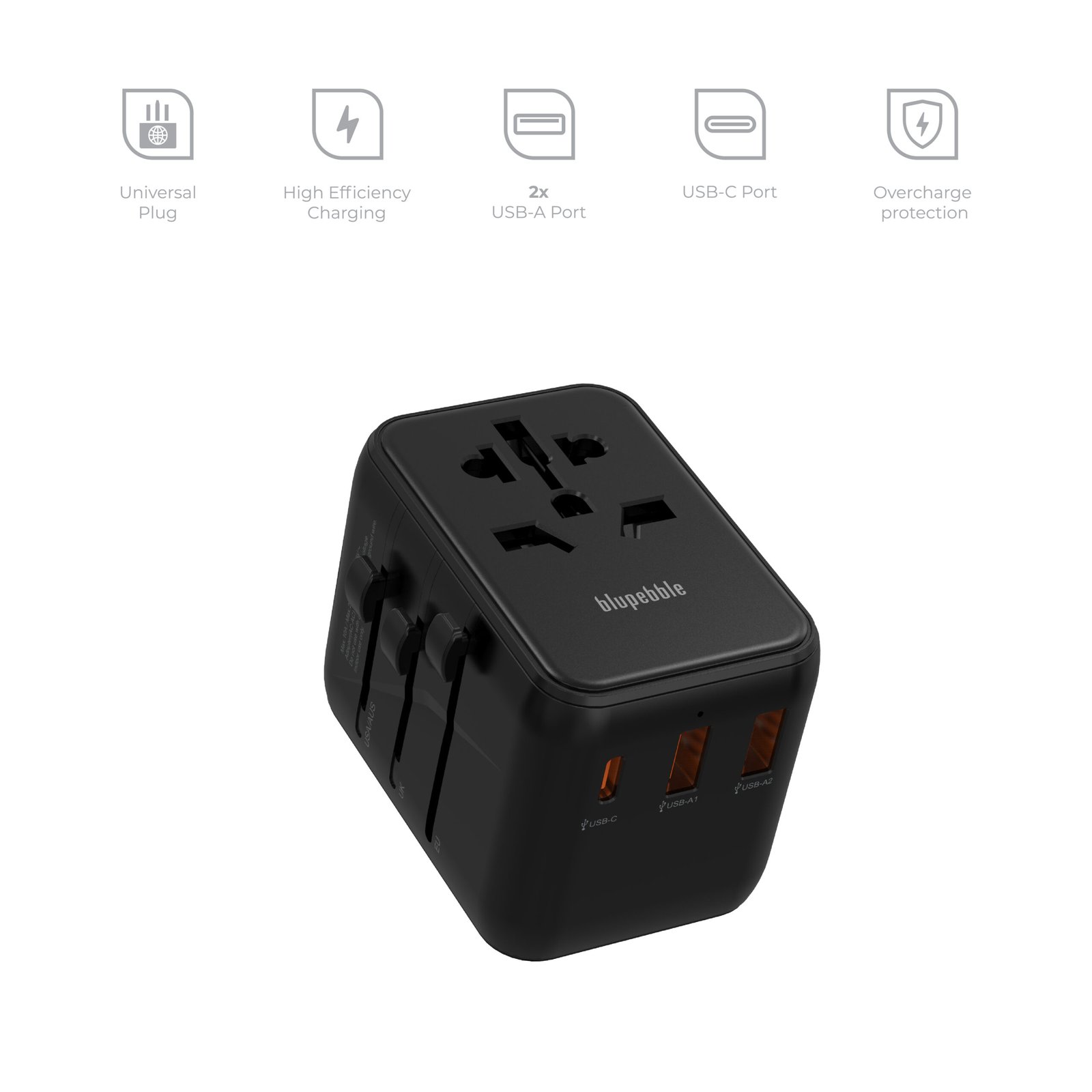 BLUPEBBLE PASSPORT 3.1 WORLD TRAVEL ADAPTER WITH PD 20W + 1 USB-C + 2USB-A thumbnail 21