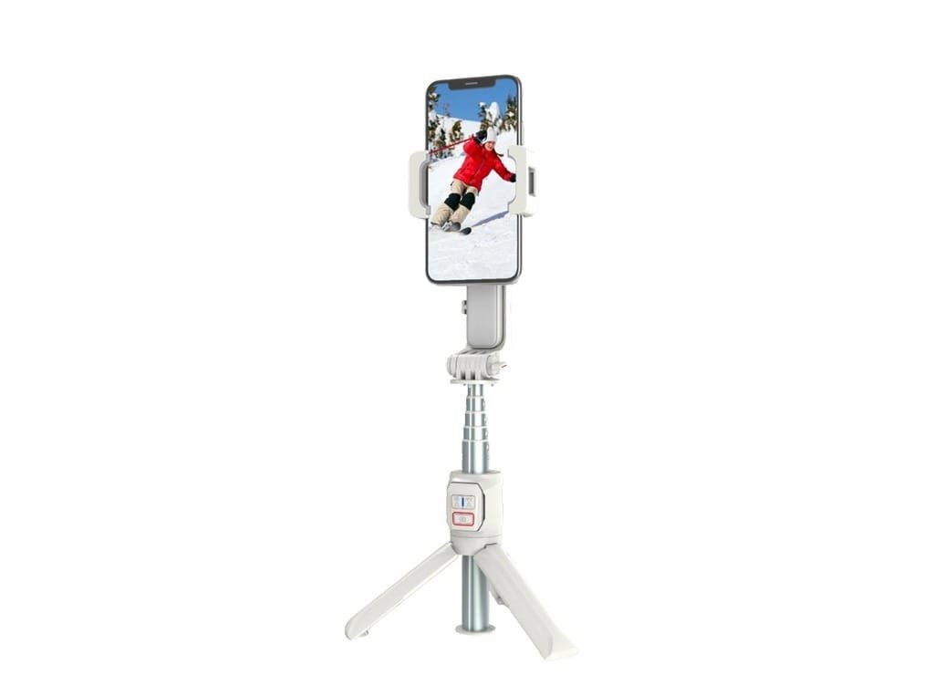 PORODO 2 AXIS GIMBAL STABILIZER EXTENSION ROD AND BUILT IN TRIPOD WHITE PD-ASGMRC-WH thumbnail 5