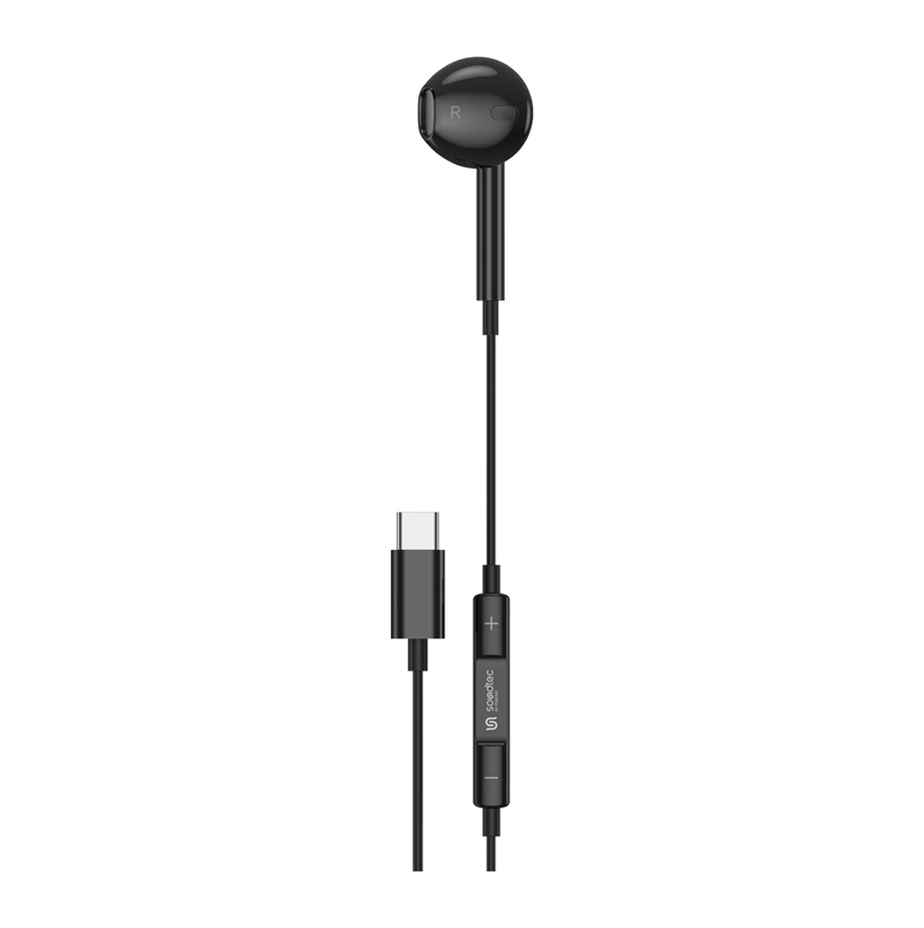 PORODO MONO EARPHONE WITH TYPE C CONNECTOR BLACK PD-CMNEP-BK
