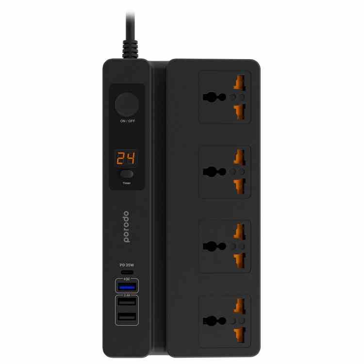 PORODO MULTIFUNCTION SOCKET WITH PHONE STAND AND DIGITAL TIMER PD35W 3M BLACK PD-FWCH007-BK thumbnail 4