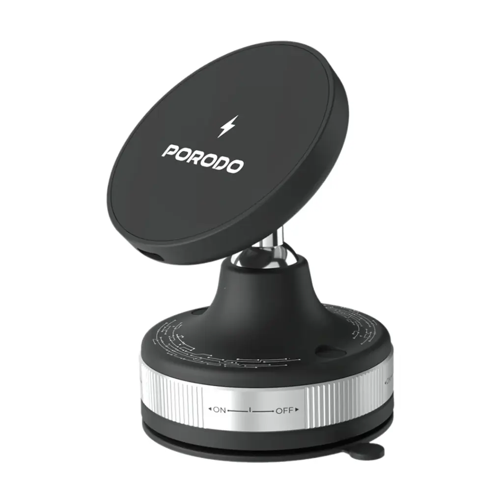 PORODO VACUSEAL VACUUM SUCTION WIRELESS CHARGING MOUNT BLACK PD-HSM28-BK
