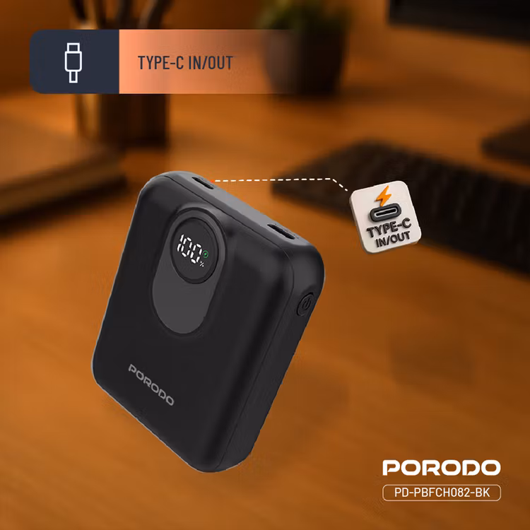 PORODO POWER BANK 10000MAH MAGSAFE DETACHABLE LIGHTNING CABLE PD 22.5W 15W BLACK PD-PBFCH082-BK thumbnail 16