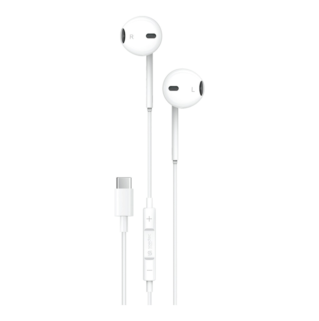 PORODO SOUNDTEC STEREO EARPHONE TYPE C WITH MIC WHITE PD-STCEP-WH