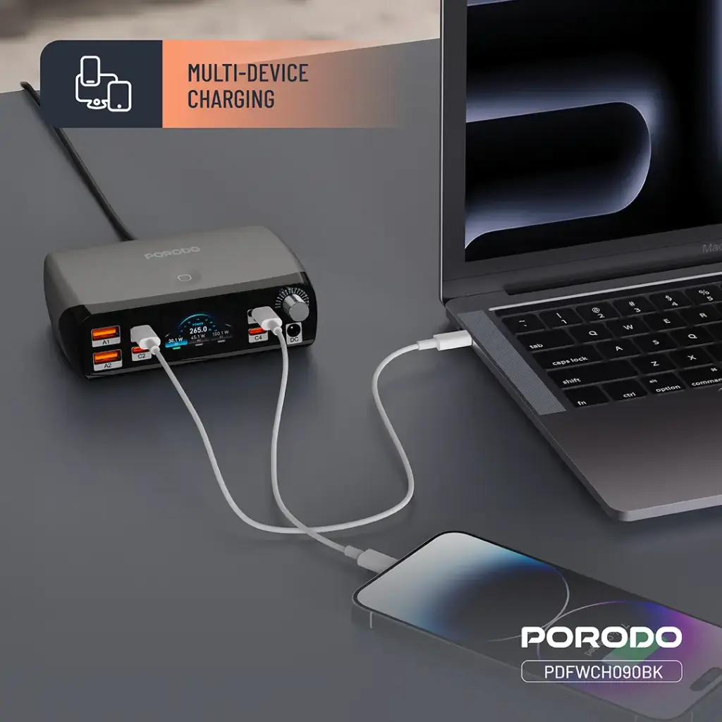 PORODO POWERGATE SMART CHARGING STATION PD100W GAN BLACK PDFWCH090BK thumbnail 12