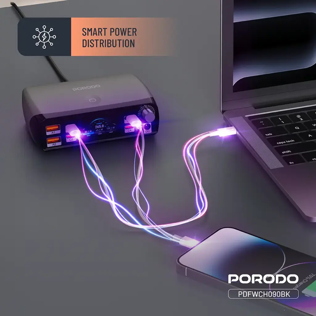 PORODO POWERGATE SMART CHARGING STATION PD100W GAN BLACK PDFWCH090BK thumbnail 10
