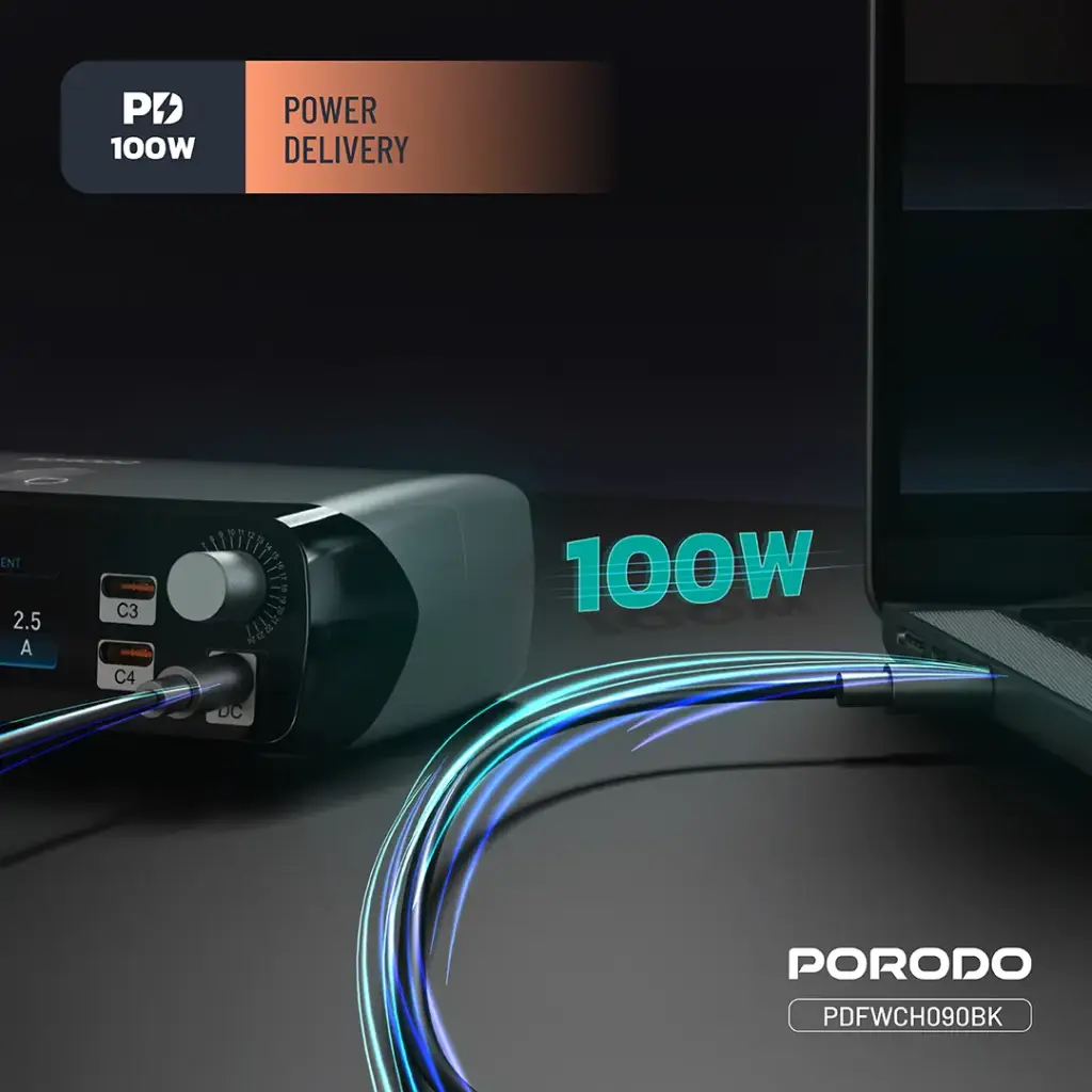 PORODO POWERGATE SMART CHARGING STATION PD100W GAN BLACK PDFWCH090BK thumbnail 11
