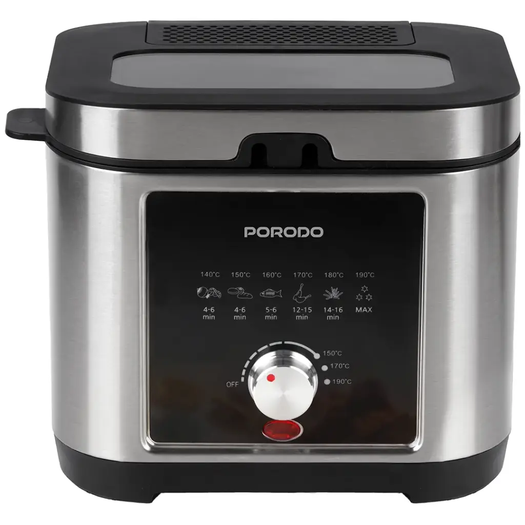 PORODO LIFESTYLE STAINLESS STEEL 2.5L DEEP FRYER ADJUSTABLE TEMPERATURE NON STICK TRAY SILVER PDLFSTED02FSL thumbnail 4