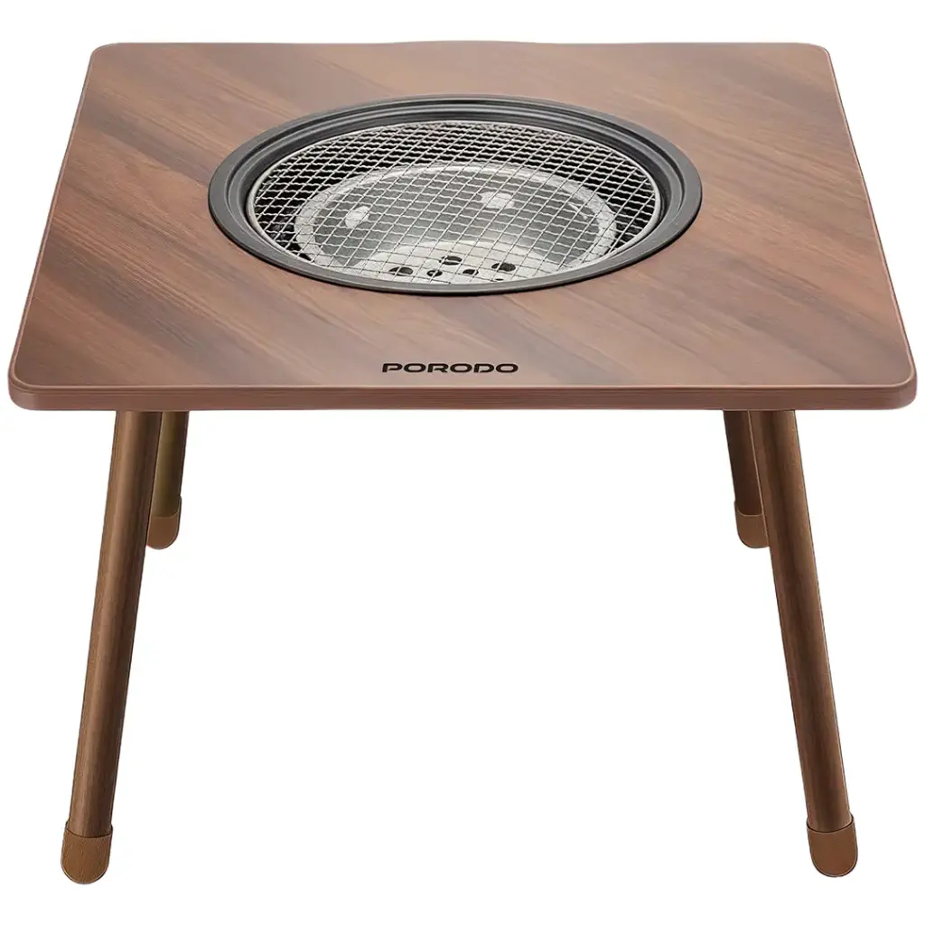 PORODO LIFESTYLE MULTI PURPOSE OUTDOOR SQUARE GRILL TABLE BROWN PDSCT15BR thumbnail 3