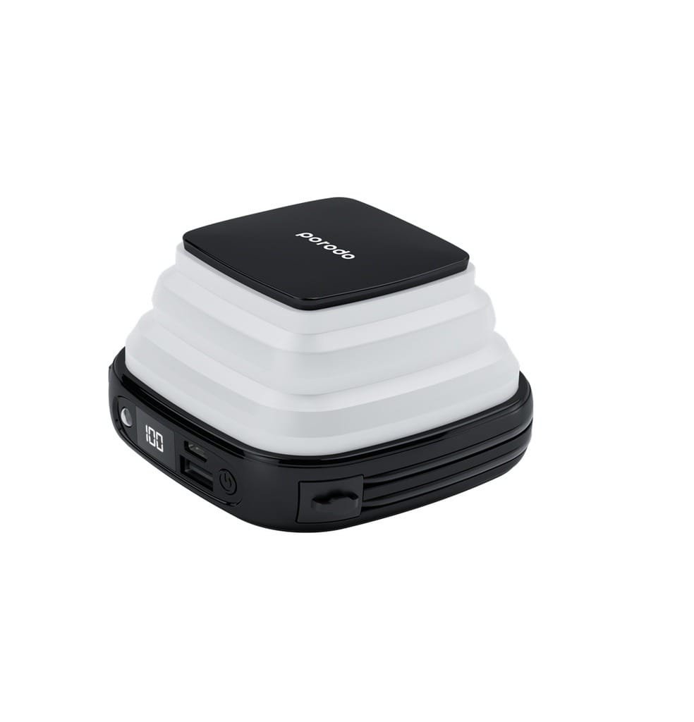 PORODO OUTDOOR NIGHT LIGHT POWERBANK 10000mAH INTEGRATED LIGHTNING/TYPE C BLACK PD-PBFCH030-BK thumbnail 6
