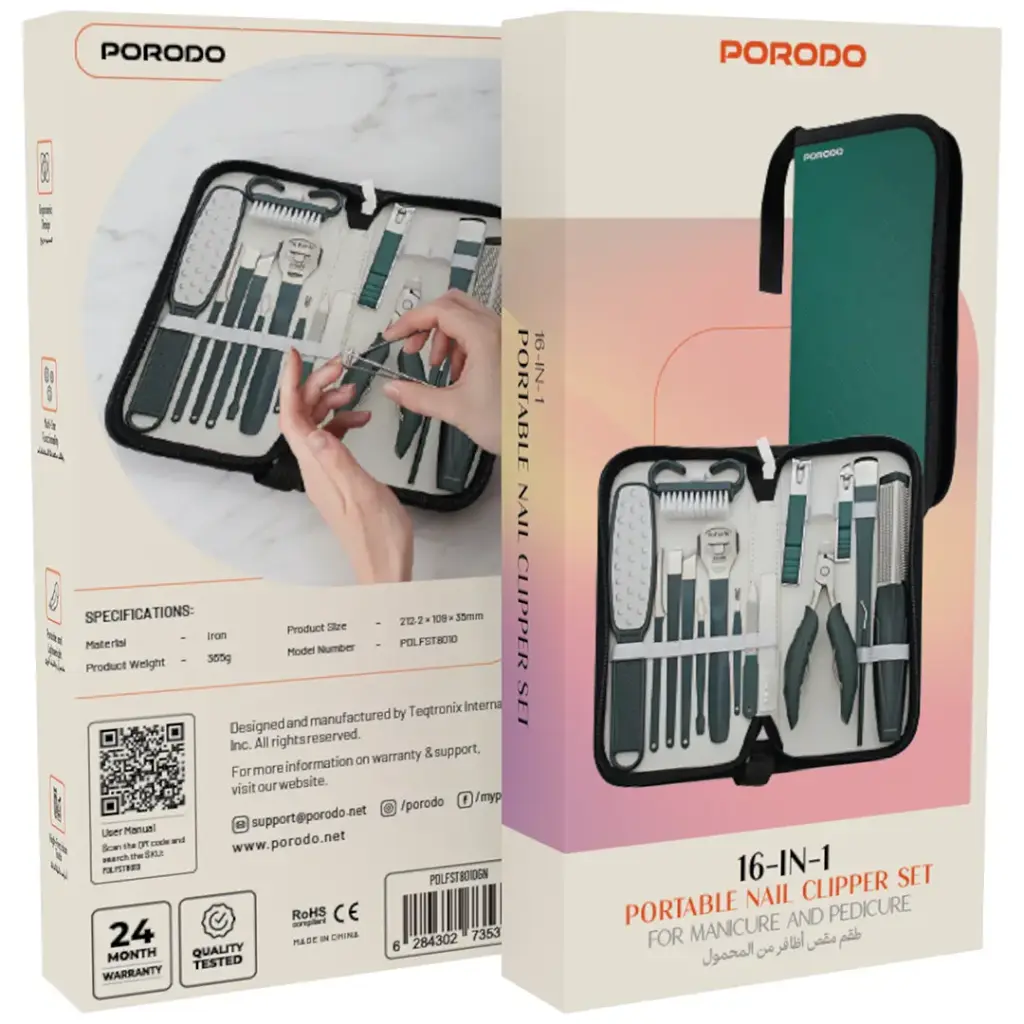 PORODO 16 IN 1 PORTABLE NAIL CLIPPER SET GREEN PDLFST8010GN thumbnail 7