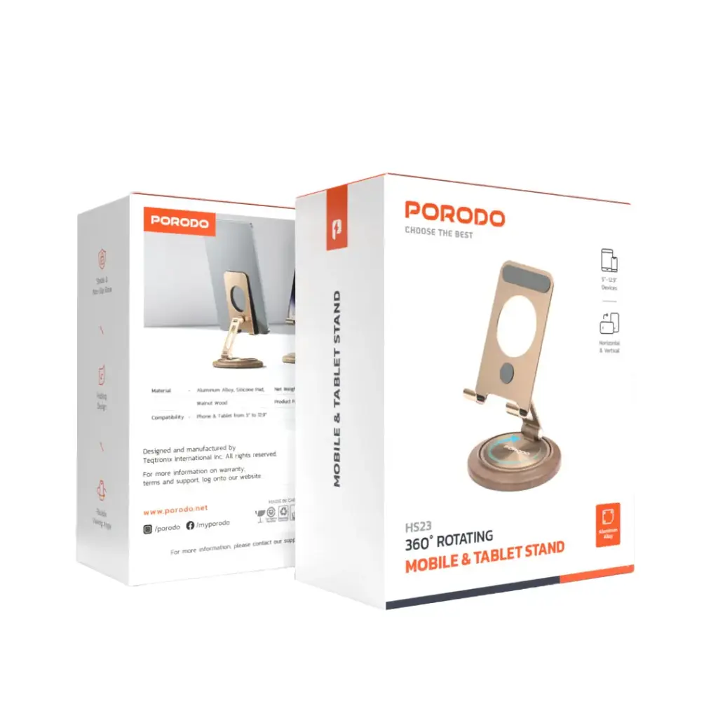 PORODO 360° ROTATING MOBILE & TABLET STAND GOLD PD-HSM23-GD thumbnail 5
