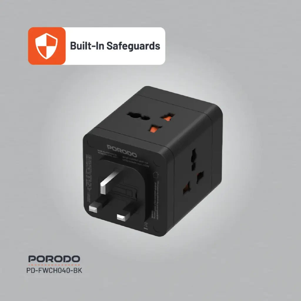 PORODO 4 AC UNIVERSAL POWER BLOCK BLACK PD-FWCH040-BK thumbnail 10