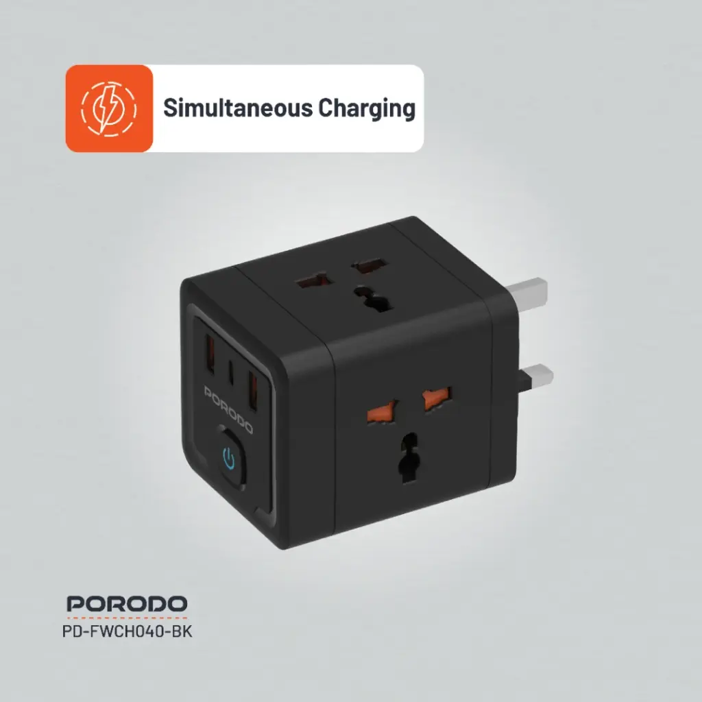 PORODO 4 AC UNIVERSAL POWER BLOCK BLACK PD-FWCH040-BK thumbnail 11