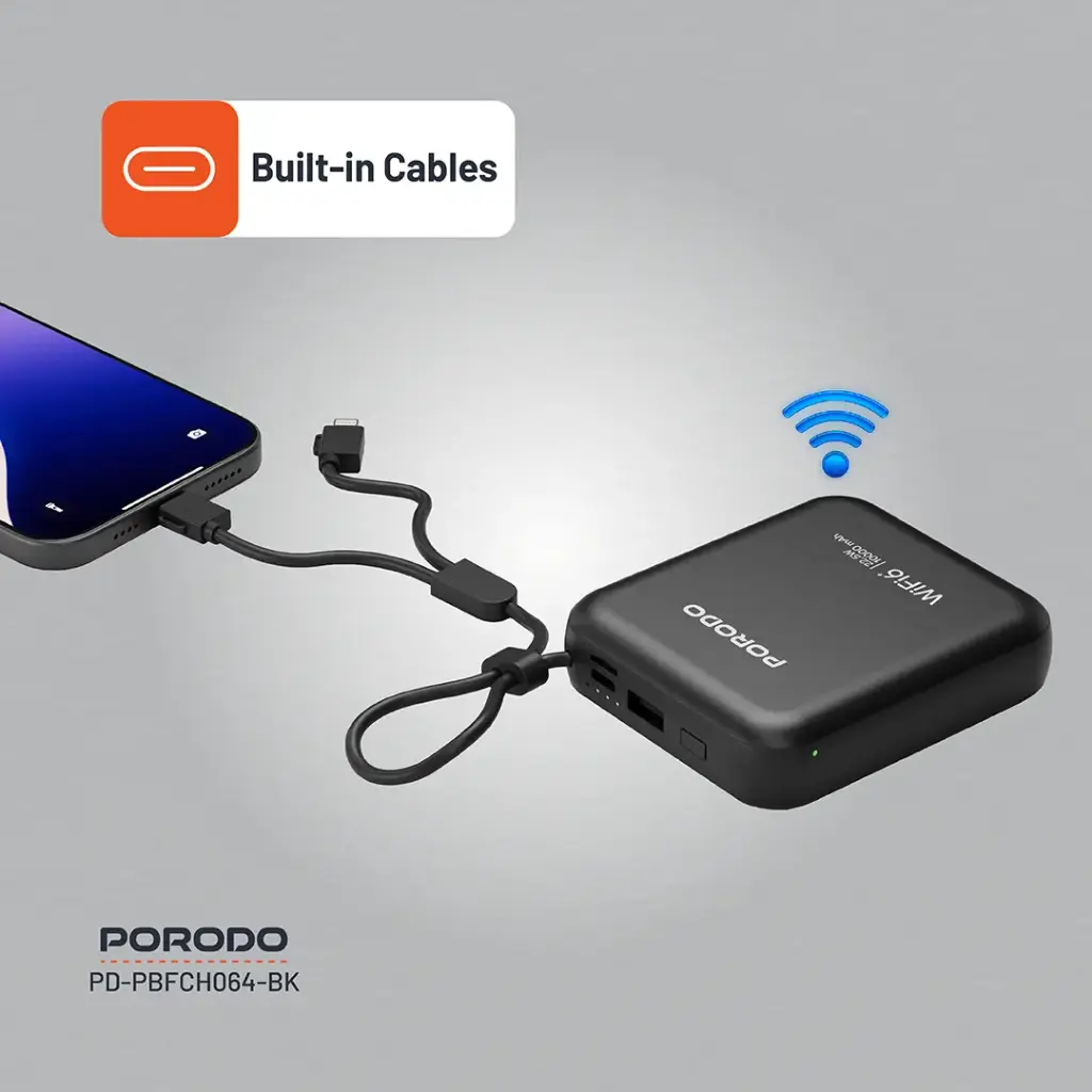 PORODO 4G LTE WIFI 6 POCKET ROUTER PD22.5W BLACK PD-PBFCH064-BK thumbnail 5
