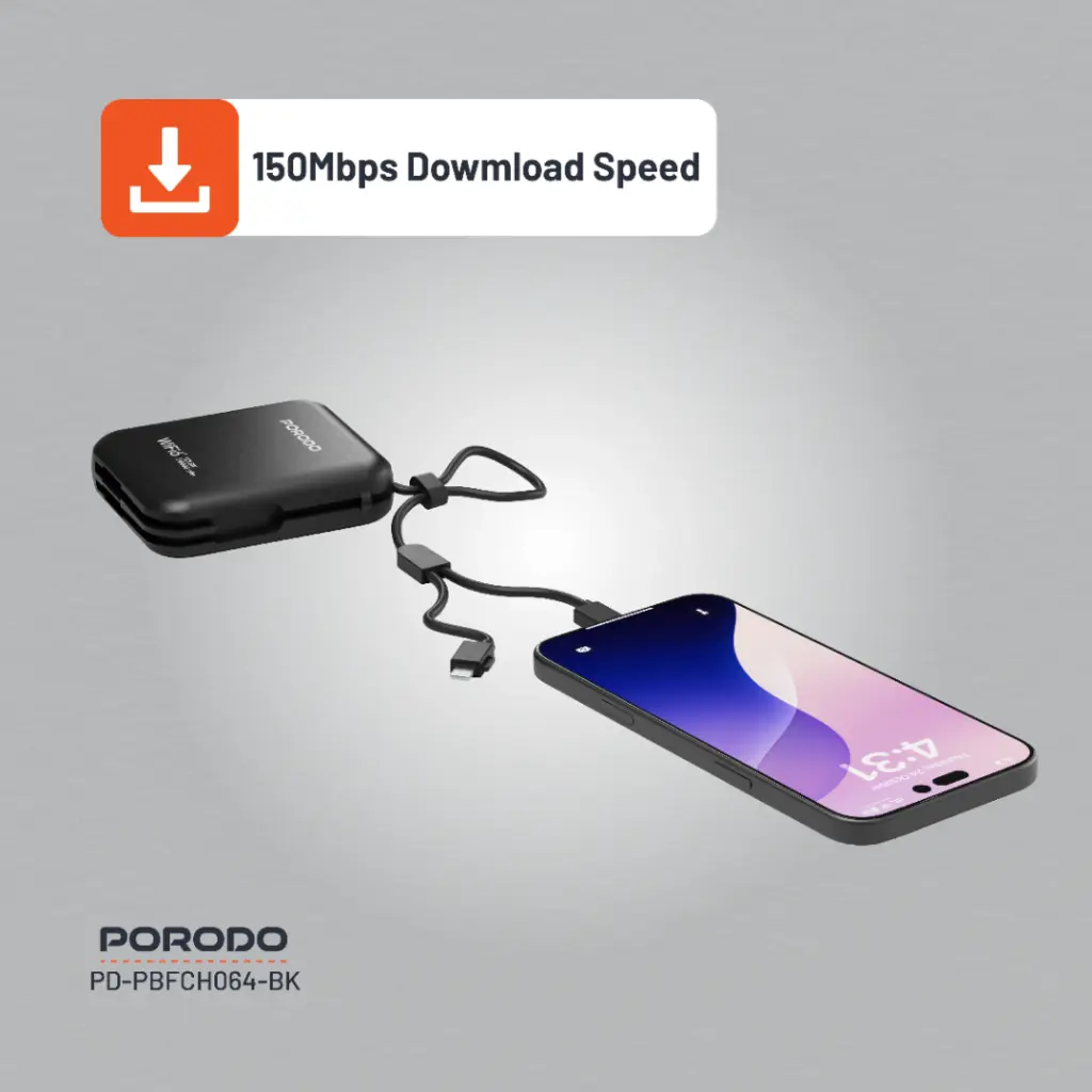 PORODO 4G LTE WIFI 6 POCKET ROUTER PD22.5W BLACK PD-PBFCH064-BK thumbnail 16