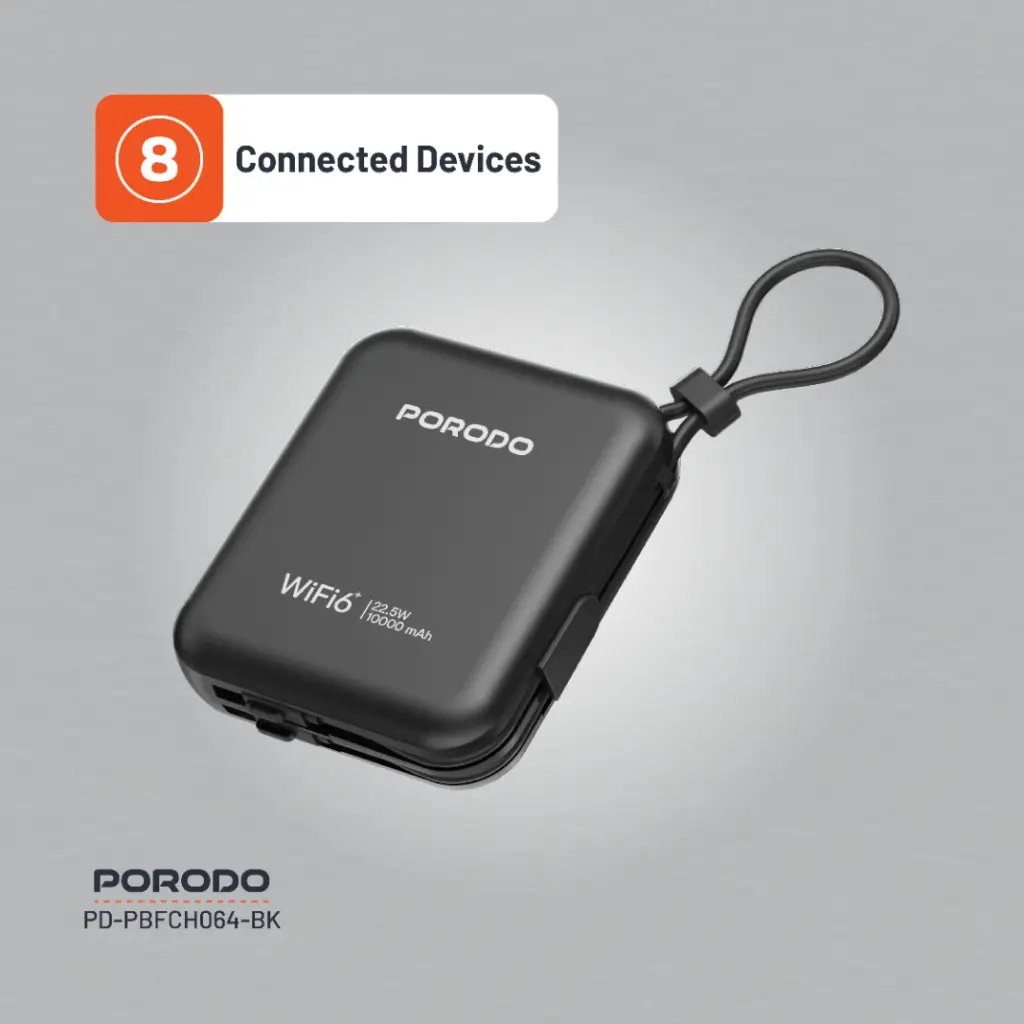 PORODO 4G LTE WIFI 6 POCKET ROUTER PD22.5W BLACK PD-PBFCH064-BK thumbnail 7