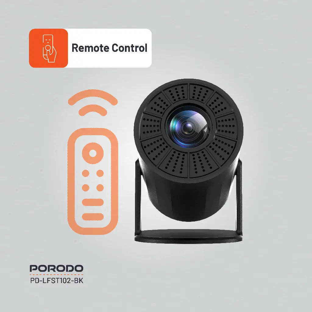 PORODO WIRELESS MIRRORING MULTI ANGLE PROJECTOR 1080P BLACK PD-LFST102-BK thumbnail 9