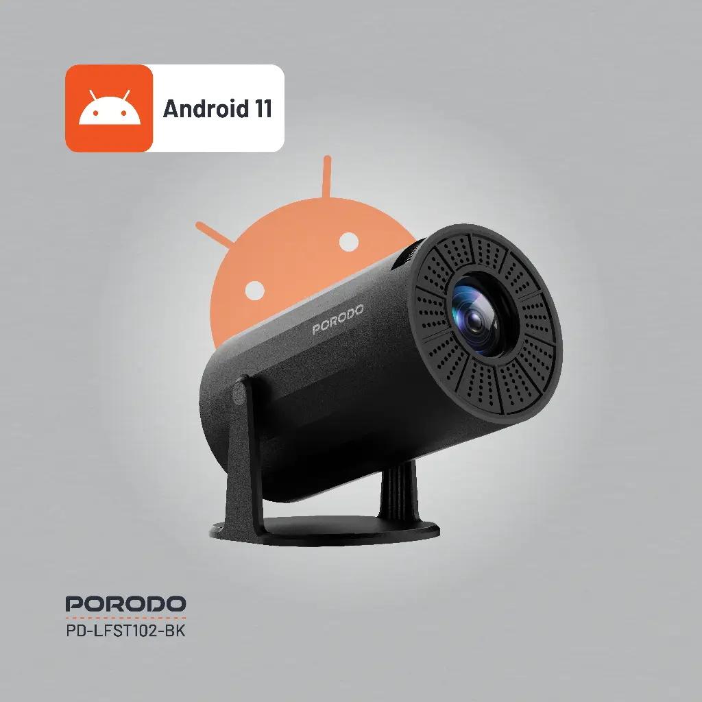 PORODO WIRELESS MIRRORING MULTI ANGLE PROJECTOR 1080P BLACK PD-LFST102-BK thumbnail 8