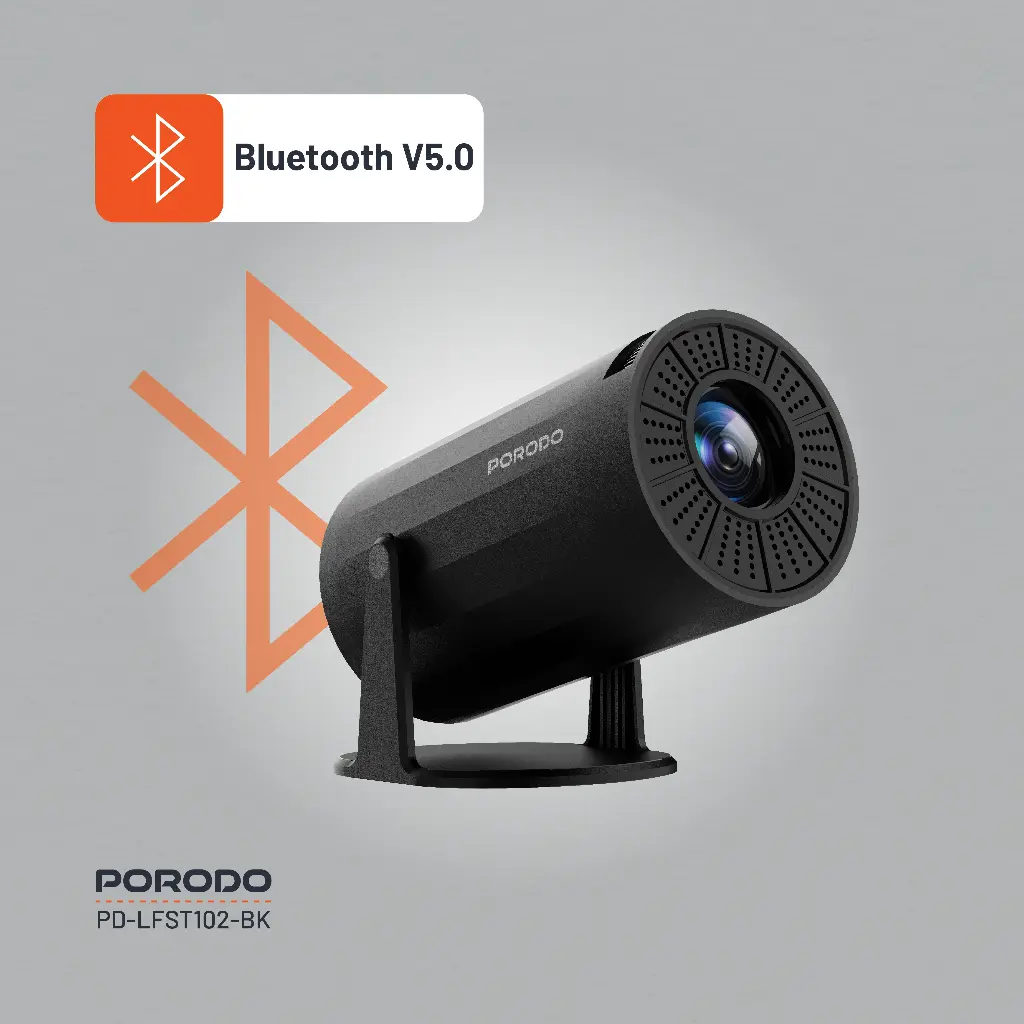 PORODO WIRELESS MIRRORING MULTI ANGLE PROJECTOR 1080P BLACK PD-LFST102-BK thumbnail 7