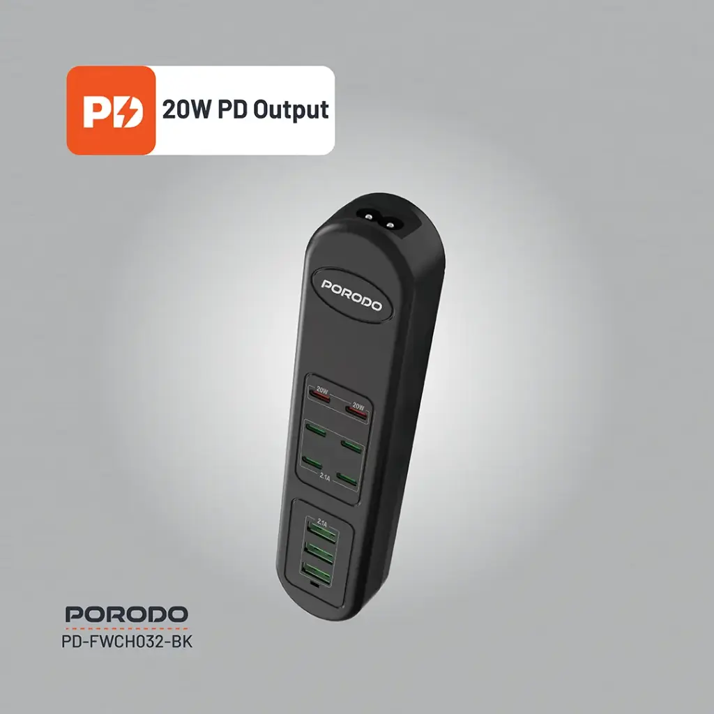 PORODO 50W MULTI PORT USB CHARGING HUB BLACK PD-FWCH032-BK thumbnail 13