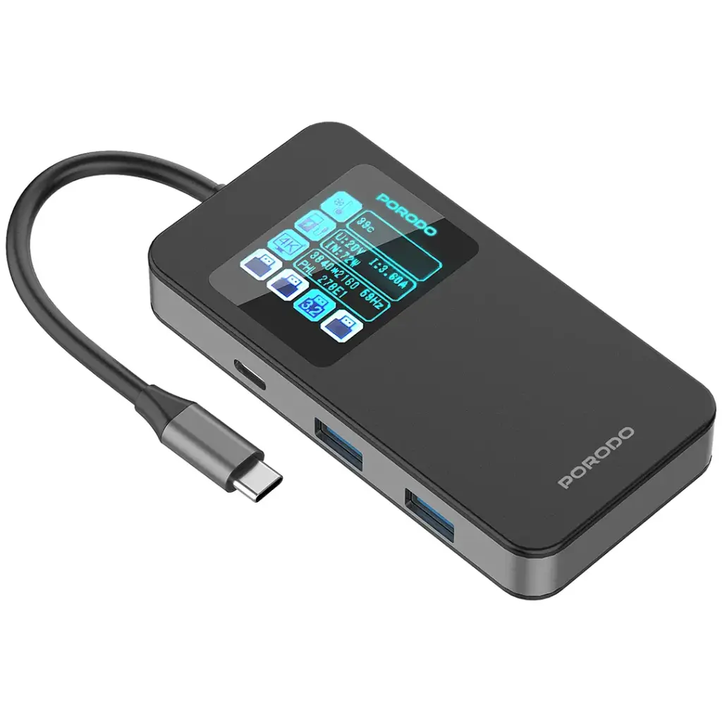 PORODO 6 IN 1 MULTI PORT USB C HUB GRAY PDTC630GY thumbnail 12
