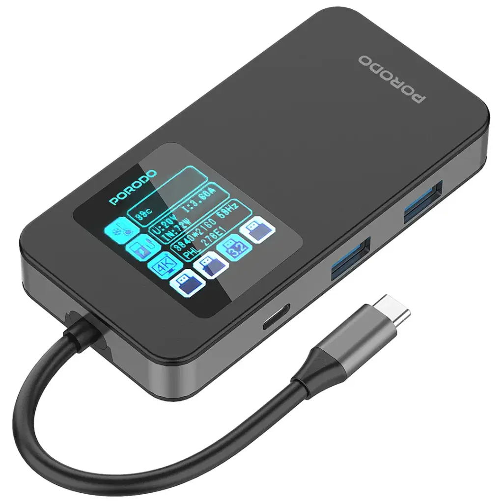 PORODO 6 IN 1 MULTI PORT USB C HUB GRAY PDTC630GY thumbnail 10