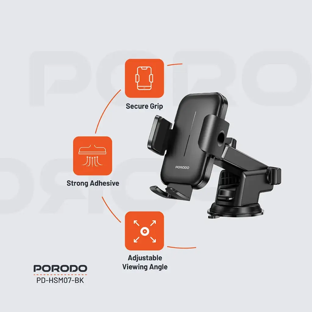 PORODO ADJUSTABLE CLAMPS DASH AND WINDSHIELD MOUNT BLACK PD-HSM07-BK thumbnail 7
