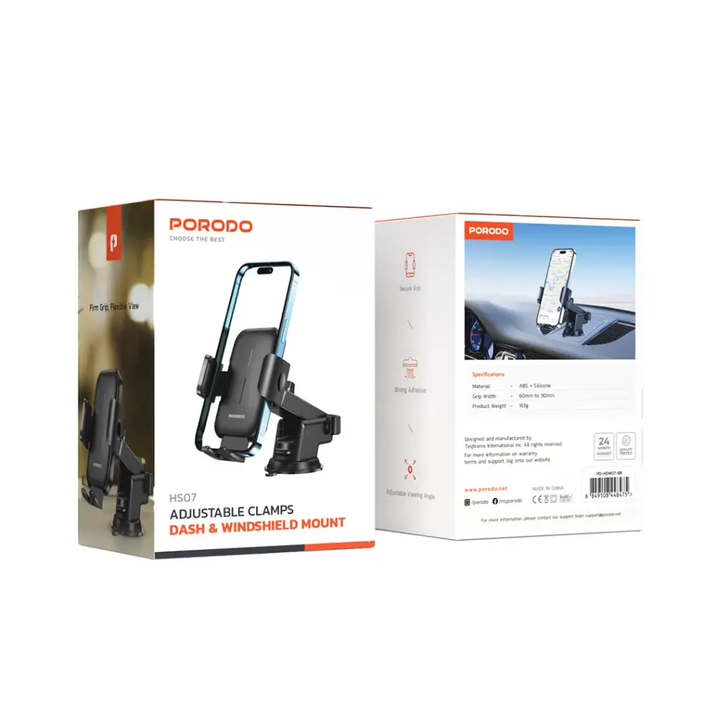 PORODO ADJUSTABLE CLAMPS DASH AND WINDSHIELD MOUNT BLACK PD-HSM07-BK thumbnail 6