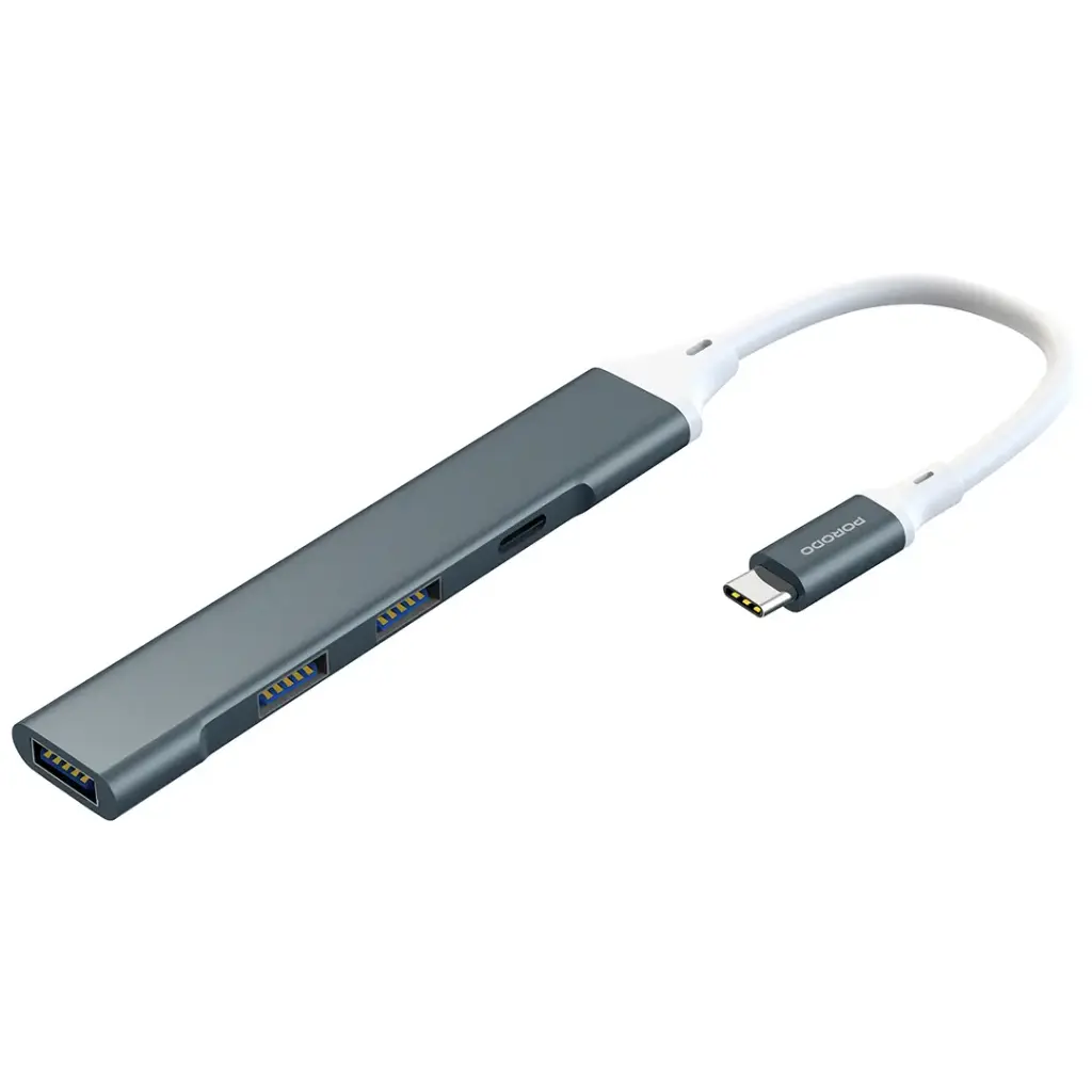 PORODO ALUMINUM MULTI PORT USB C HUB 5GBPS DATA TRANSFER GREY PDFWCH097GY thumbnail 3