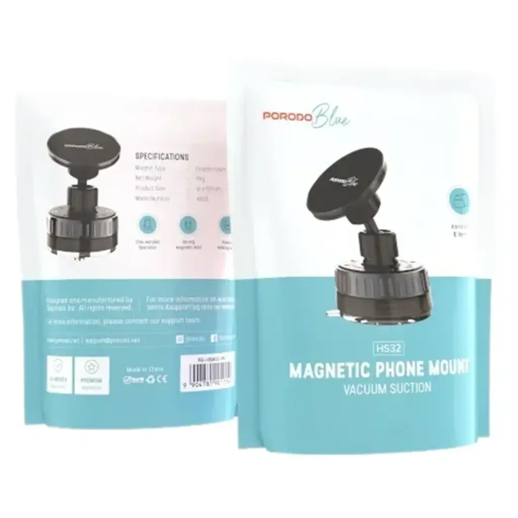 PORODO BLUE MAGNETIC PHONE MOUNT VACUUM SUCTION BLACK PB-HSM32-BK thumbnail 4