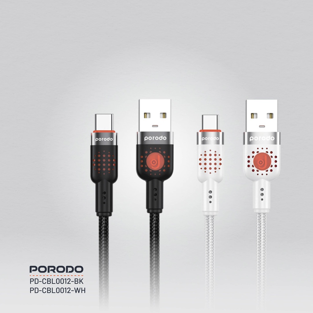 PORODO USB A TO TYPE C BRAIDED CABLE 1.2M BLACK PD-CBL0012-BK thumbnail 21