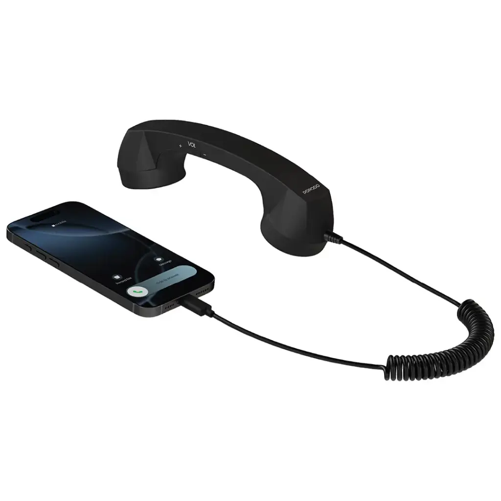 PORODO CLASSIC RETRO PHONE HANDSET WITH TYPE C CONNECTOR BLACK PD569BK thumbnail 6
