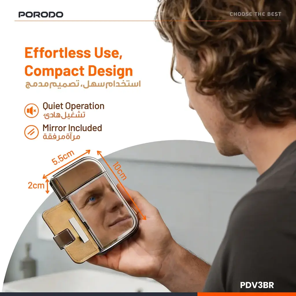 PORODO CLAVIS MULTI FUNCTIONAL SHAVER KIT BUILT IN TRIMMER AND MIRROR BROWN PDV3BR thumbnail 15