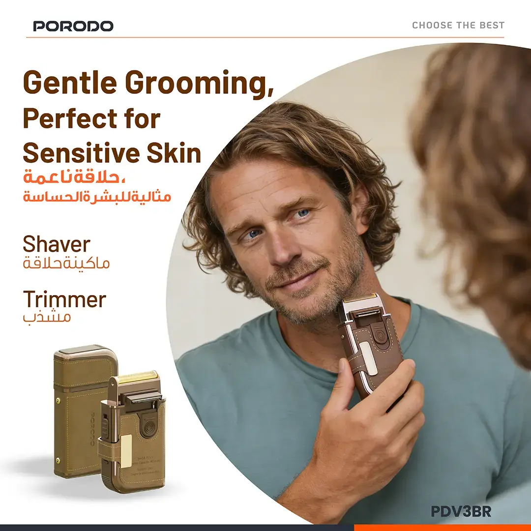 PORODO CLAVIS MULTI FUNCTIONAL SHAVER KIT BUILT IN TRIMMER AND MIRROR BROWN PDV3BR thumbnail 14